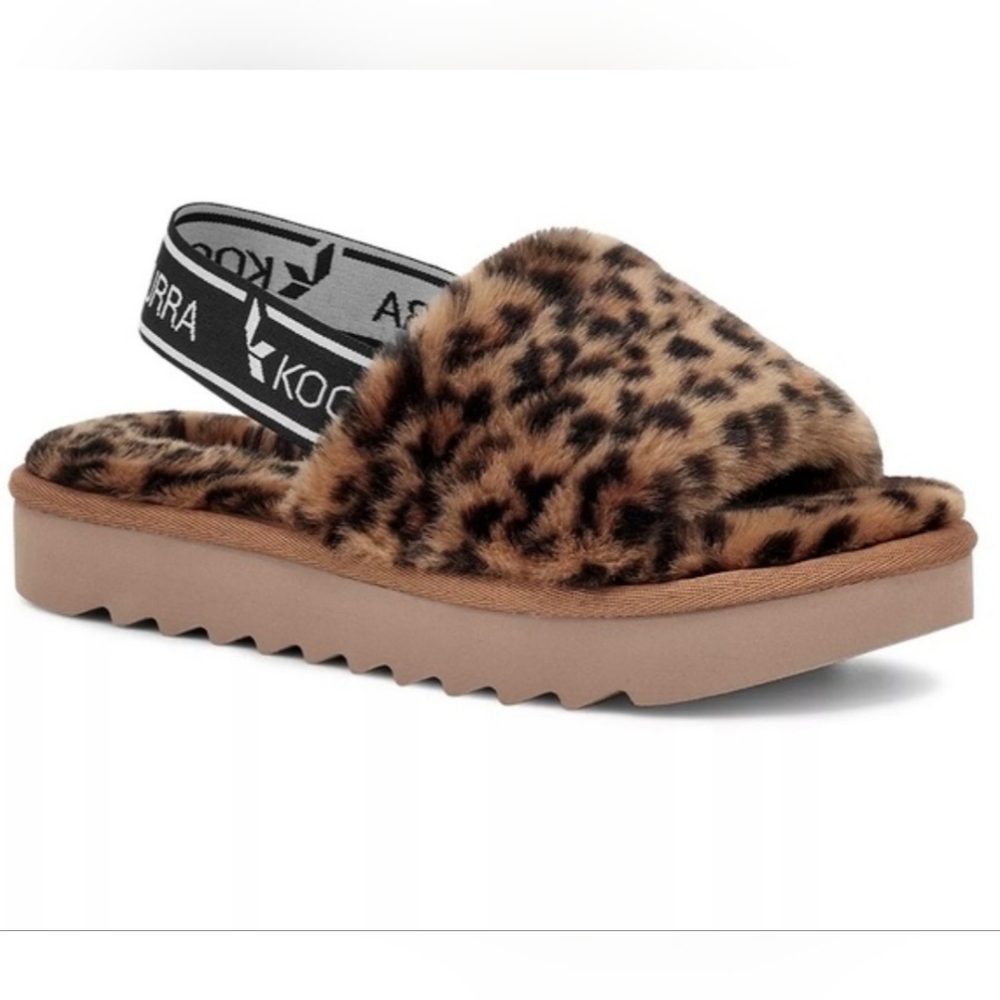 Koolaburra By UGG Fuzzin II Cheetah Print Faux Fur Slingback  Sandals Size 6 NEW